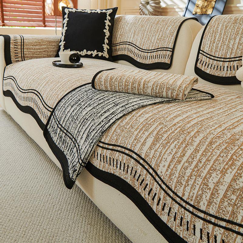 Premium Sofa Cushion Universal Fixed Non-Slip In All Seasons Straight Row Three-Person Sofa Seat Cushion Chenille Cover