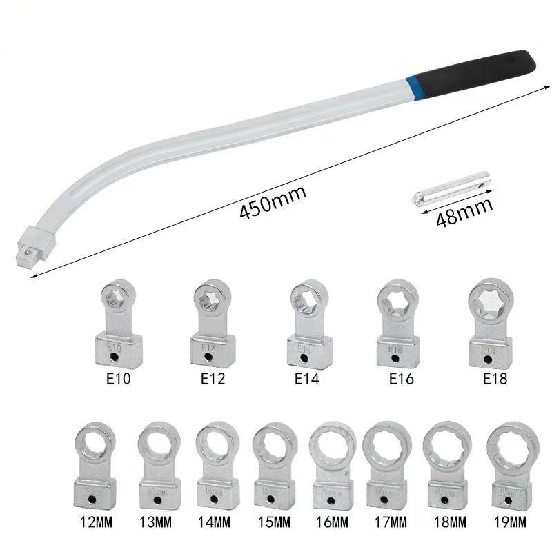 Automobile Engine Belt Adjustment Wrench 15-Piece Set Pulley Special Tools Idler Belt Tension Wrench for Vehicle Maintenance