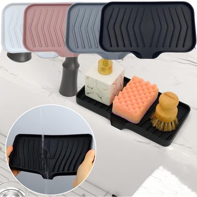 1 ks Samočisticí držák na mýdlo Silikonový podnos na mýdlo do kuchyňského dřezu Podnos na houbičku Organizér na pracovní desku pro dávkovač mycího prostředku