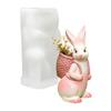3D Easter Bunny Silicone Mold Diy Cute Animal Basket Rabbit Vase Ornaments Casting Molds Home Plaster Concrete Craft Gift Decor