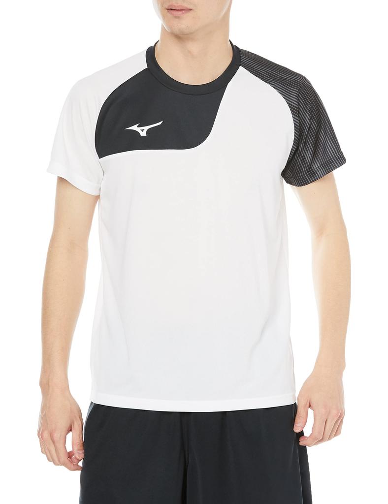 Mizuno Training Wear Short 32MAA120 T-Shirt, Sleeve, Moisture-Wicking, Quick-Drying, White, XS,
