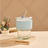Light Luxury Bamboo Joint Glass Cup with Straw