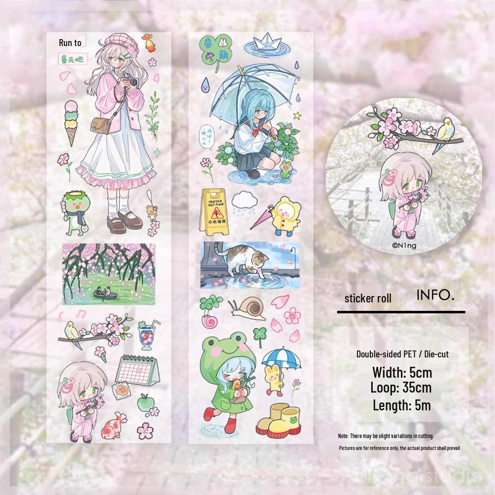 N1ng-chan March Full Roll Collection: Summer, Spring, Big Head, After School Sticker Rolls & Bullet Journal Washi Tape