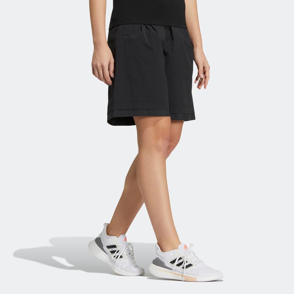 Adidas Casual Drawstring Waist Solid Color Sports Shorts Women Bottoms Black HE9962