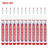 4/12 Pcs Waterproof Long Head Markers Deep Hole Marker Pen for Metal Carpenter Red/Black/Blue/Green Ink Woodworking Tools Marker
