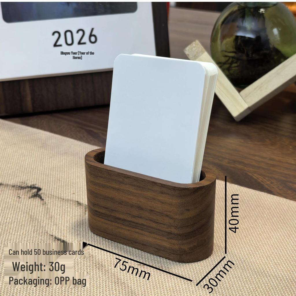 Black Walnut Desktop Business Card Holder – Large Capacity Solid Wood Display