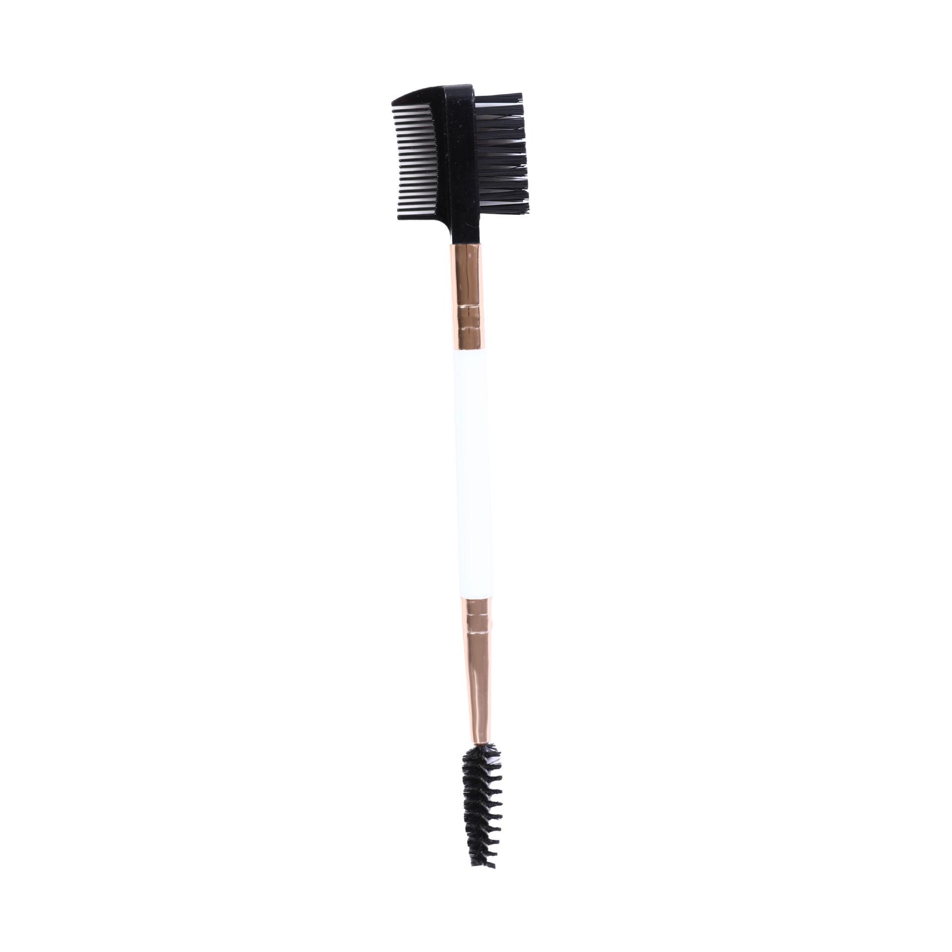 Dual-Ended Eyelash and Eyebrow Comb Makeup Brush Set with Curler