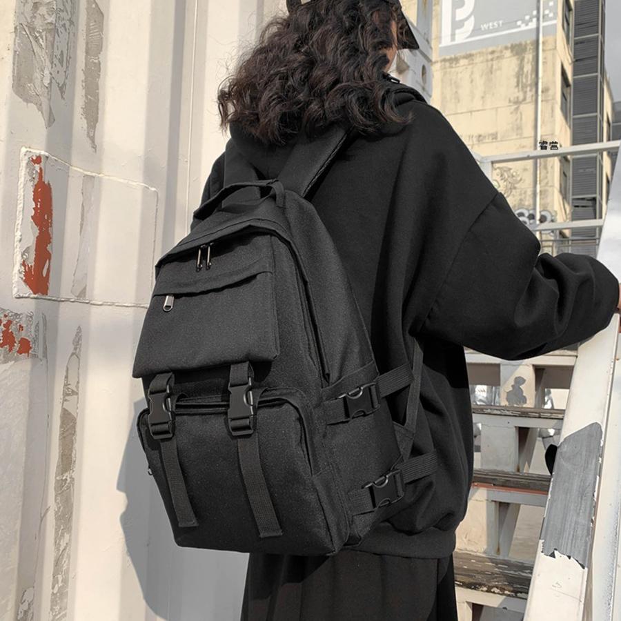 Oxford Harajuku Unisex Backpack Simple Black Large Capacity Women Waterproof Travel Bagpack Solid Student Schoolbag Back Pack