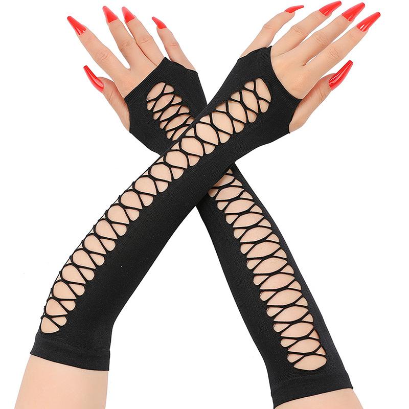 

Сексуальные кружевные перчатки длинные для ночного клуба, танцев, этикета, сетчатые перчатки без пальцев, женские аксессуары для косплея Length -28cm