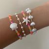 Bohemian Bracelet Set Jewelry Starfish Shell Seaside Colored Rice Bead Pearl Bracelet