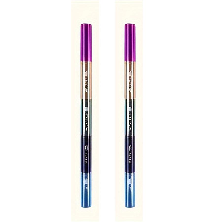 4-in-1 Portable Makeup Brush Set, Metal Handle Eyebrow & Lip Brushes with Eyelash And Eyeshadow Applicators, Travel-Friendly