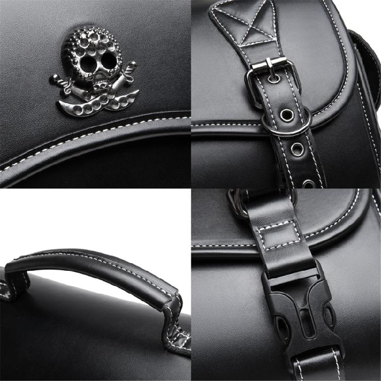 Punk Style Saddlebag Universal PU Side Bag Pouch Travel Luggage Bag with 2 Straps Over Saddles Bag Motorcycle Tool Bag