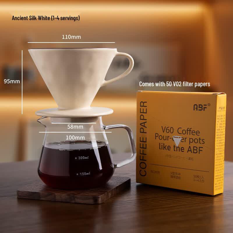 Qiwei Ripple V60 Ceramic Pour Over Coffee Set