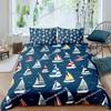 Pirate Sailboat Duvet Cover Nautical Ocean Theme Boys Teen Bedding Cool Style Adult Bedding Set Wave Pattern Printed Room Decor7