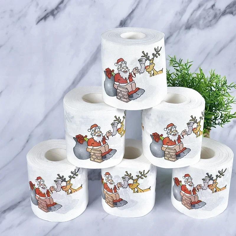 Heimdekoration Frohe Weihnachten Toilettenpapier Weihnachtsmuster Serie Bedrucktes Einweg-Toilettenpapier Toilettenpapier für Weihnachtsfeier 1 Stück