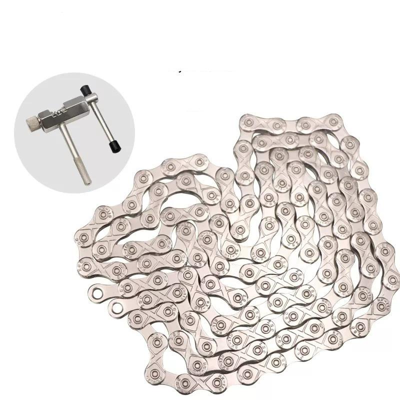 Bicycle Chain 116L 8 9 10 11 12 Speed Silver Ultralight Mountain Road Bike Chain For 21/24/27/30 Variable Speed Chain