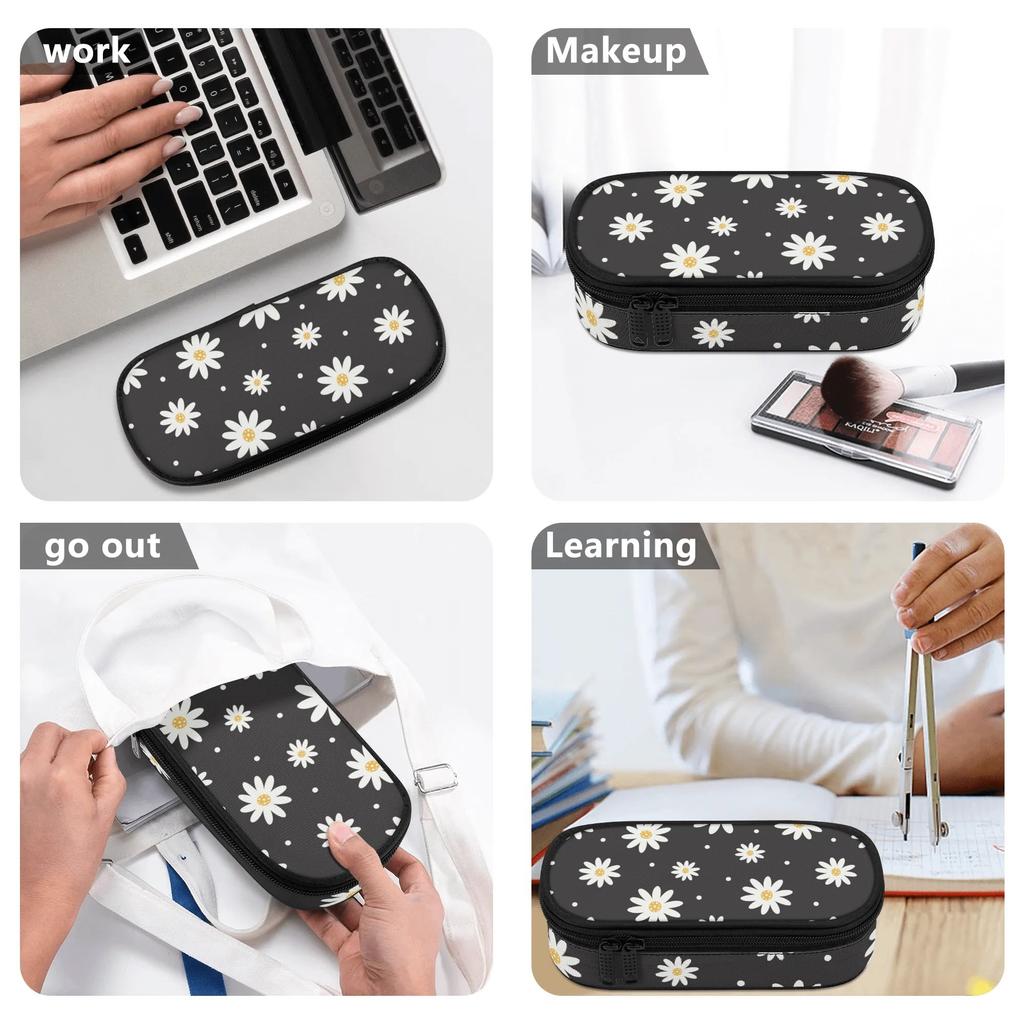Pen Case Wear Resistant Polyester High Capacity Secure Zipper with Main Compartment Mesh Pocket and Pen Slots for Students