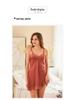 Cross-border Ice Silk Sheer Lace Deep V-Neck Women's Sexy Slip Dress Nightgown