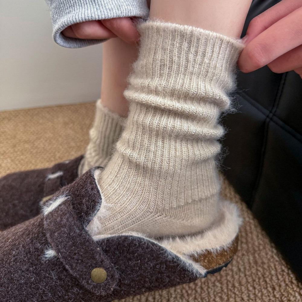Autumn Winter Floor Sleeping Socks Thicken Knitted Crew Socks 2025 Cashmere Socks