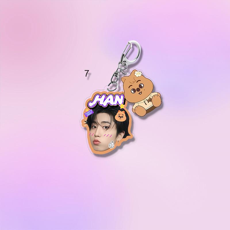 1pc Kpop Stray Kids Acrylic Keychain Cute Cartoon Figure SKZOO Doll Multi Pendant Keyring, Hyunjin Felix Bang Chan Lee Know Bag Charm Accessories