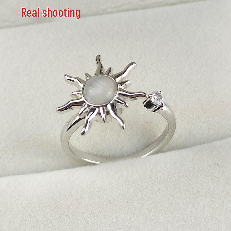 Verstellbarer drehbarer gravierter Zirkon-Druckentlastungsring für Damen