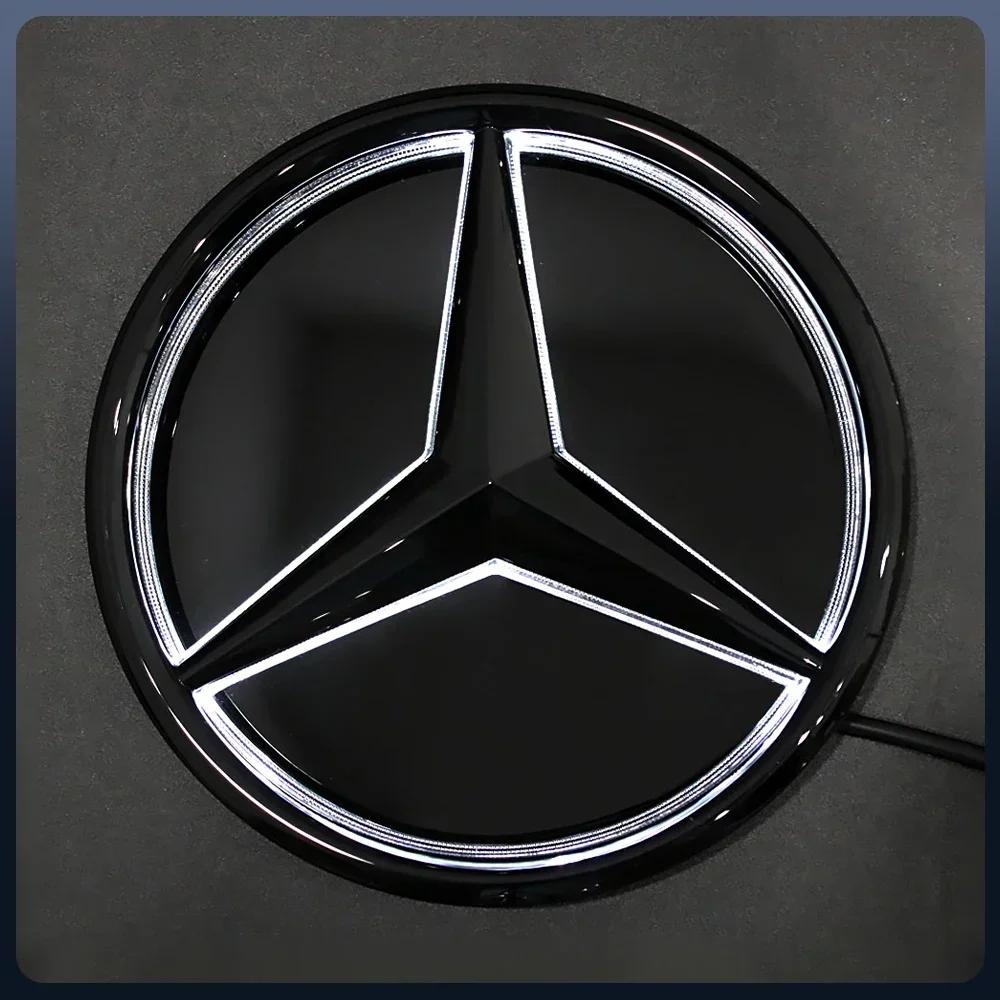 Heißer Autoaufkleber Passend für Mercedes Benz Chrom Silber Frontgrill Spiegel Stern LED Weiß Beleuchtete Embleme X253 W167 X167 W447 2