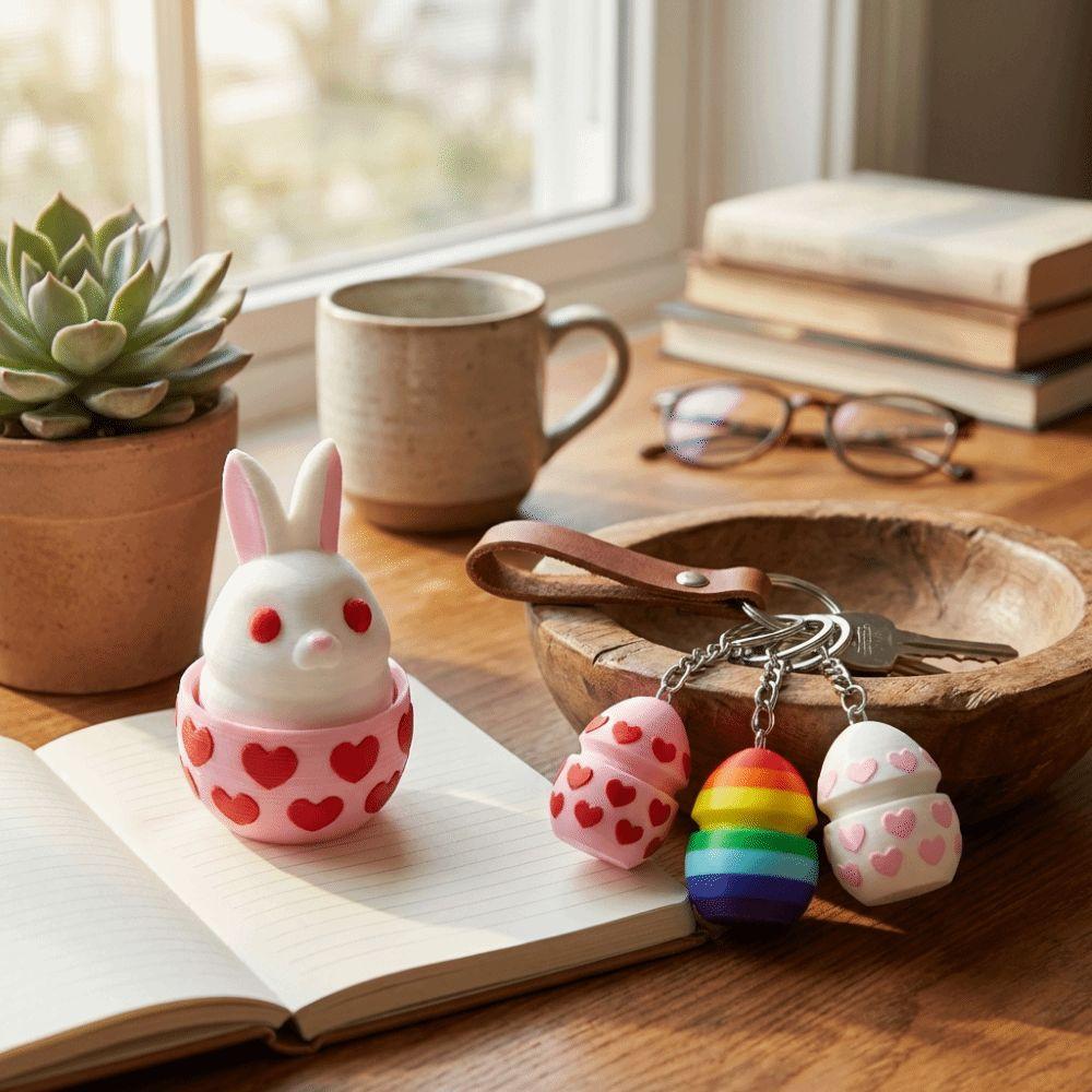 Plastic 3D Print Easter Egg Pressed Multi-color Easter Egg Model Surprise Egg DIY Crafts Easter Party Decor Home Decoration