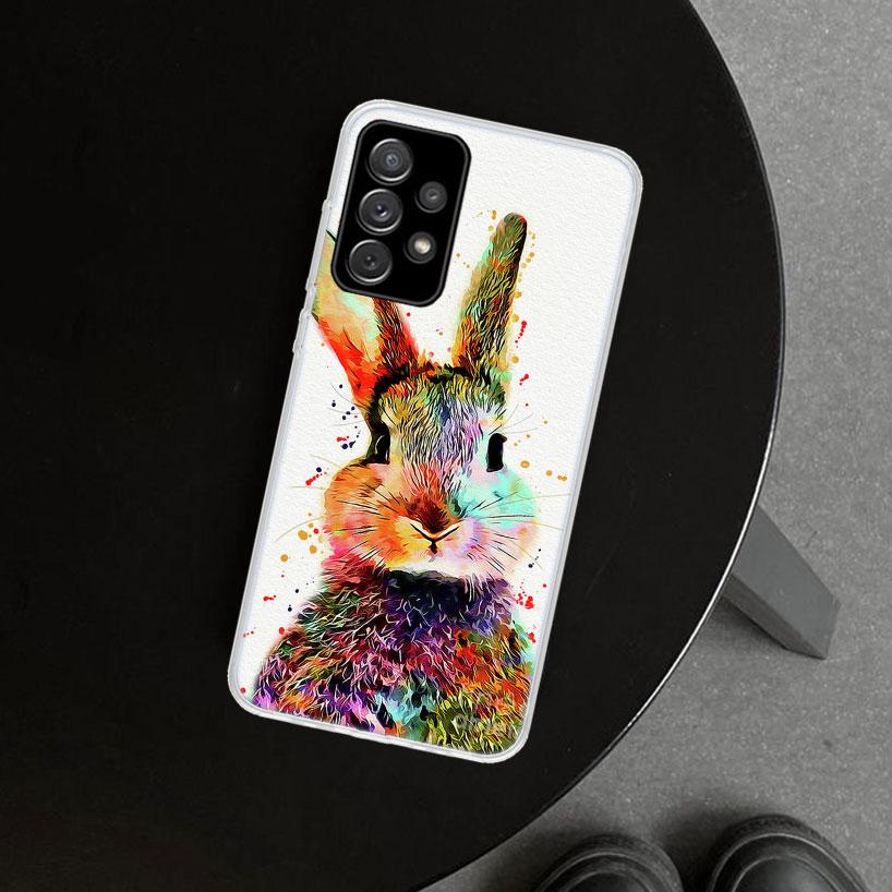 Cute Bunny Rabbit Phone Case Cover For Samsung Galaxy A12 A22 A32 A52 A72 A02S A51 A50S A31 A20S A10S Note 20 Ultra 10 Plus Gala