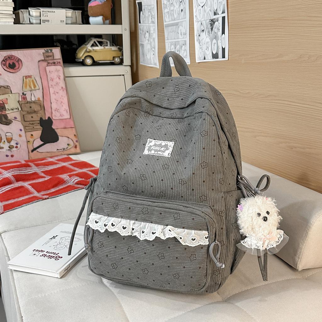 Schoolbag New Backpack Female Korean Version Ins Literary Small Fresh Wind Junior High School Student Backpack Large Capacity Casual Backpack