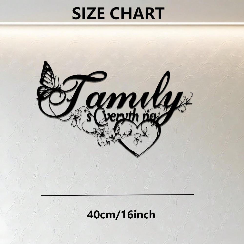 Black Wrought Iron Family Heart Wall Art Floral Butterfly Metal Decor Modern Farmhouse Outdoor Gift