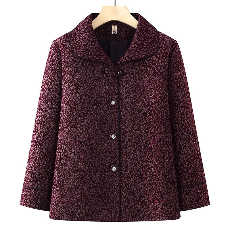 

Vintage Style Lapel Jacket for Middle-aged and Elderly Women 4XL (suggested 135-145 jin) фиолетовый