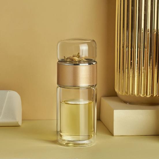 Tea Infuser Glass Tea Infuser Bottle Portable Tea Water Separation Cup for Loose Leaf Tea Double Glazing Tea Brewing Cup for Fruit Green Black Tea