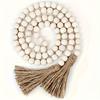 1Pc Wooden Bead Wreath Tassel Hemp Rope Hanging Pendant Nordic Home Decor for Valentine's Day Mother's Day Living Room Bedroom