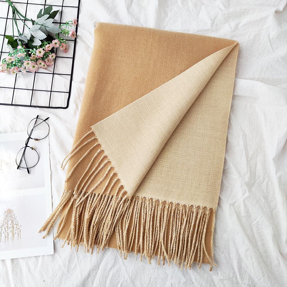 Thickened Solid Color Double sided Imitation Cashmere Scarf Autumn and Winter Atmosphere Women's High End Versatile Men's Scarf Warm Shawl