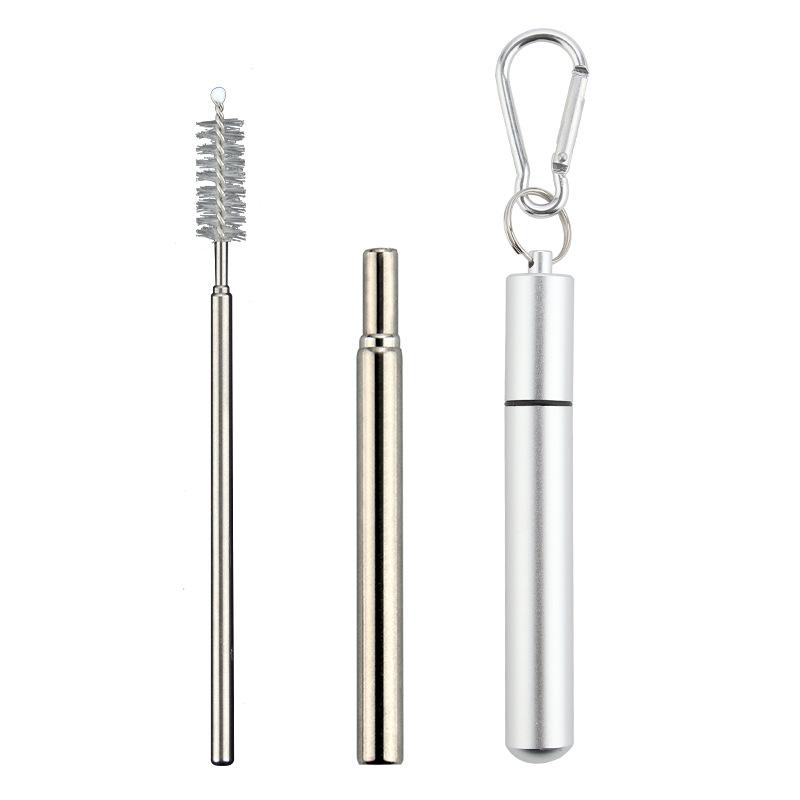 

Telescopic Straw with Aluminum Case, 304 Stainless Steel Portable Folding Straw Set for Outdoor Travel, Reusable Eco Gift синий