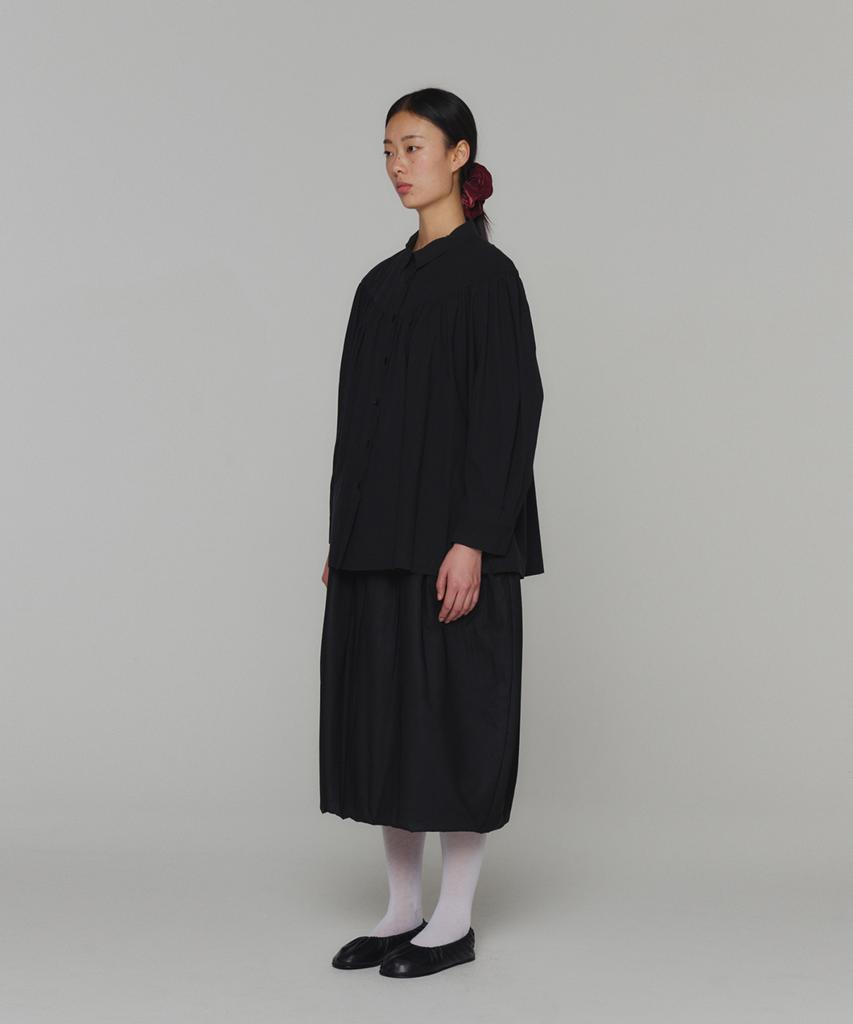 Amomento Sheer Padded Balloon Dress_Black