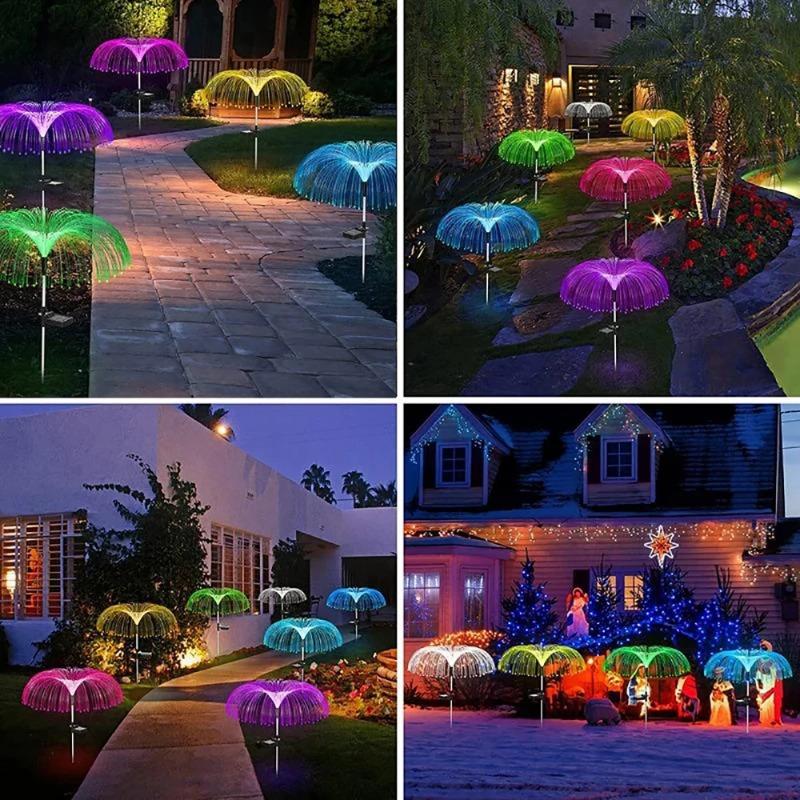 LED Solar Jellyfish Garden Lights Outdoor Waterproof Christmas Ornaments Yard Balcony Lawn Decoration Solar Powered Flowers Lamp
