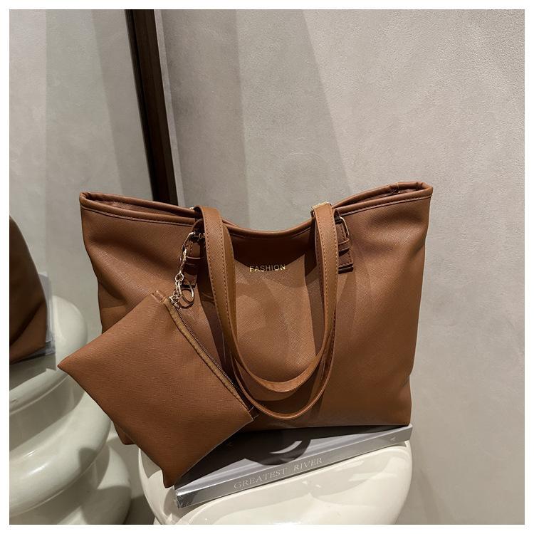 

Минималистичный темперамент большая вместимость сумка-тоут женская новая простая на плечо подмышку сумка-мешок двухкомпонентная сумочка коричневый