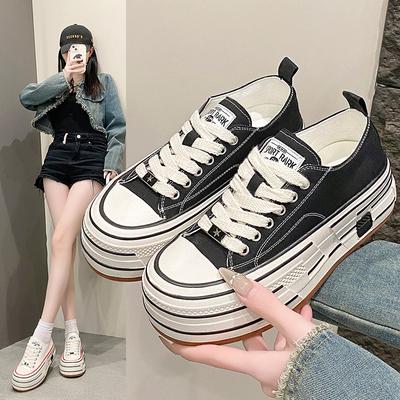 [Han Lu] Mode trend casual schoenen In de herfst van 2025 zullen de nieuwe platform muffin schoenen de hoogte met 5 cm verhogen canvas schoenen.