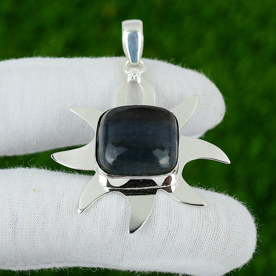 

Sterling Silver Cushion Natural Multi Fluorite Handmade Birthday Pendant Jewelry
