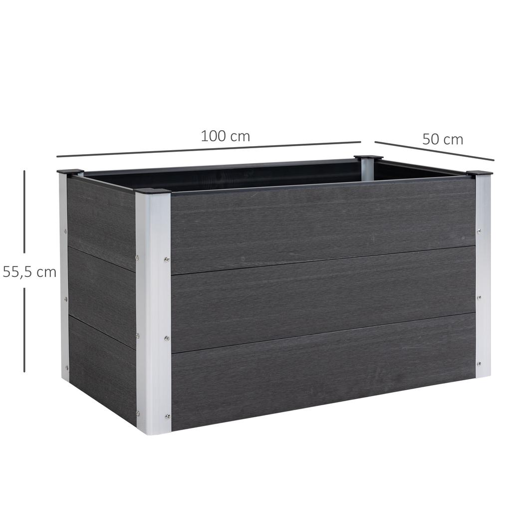 Garden Rectangular Planting Flower Elevated Raised Seed Bed Stand Pot Outdoor Planter Vegetable Herb Holder Display Box - 50H x 100L x 50Wcm