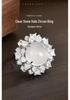 Ice Jade White Jade Flower Bloom Ring - High-End Diamond Paved Luxury Banquet Jewelry