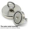 D42mm Super Strong Neodymium Fishing Magnet N52 Heavy Duty Rare Earth Magnet with Countersunk Hole Eyebolt Salvage Magnetic