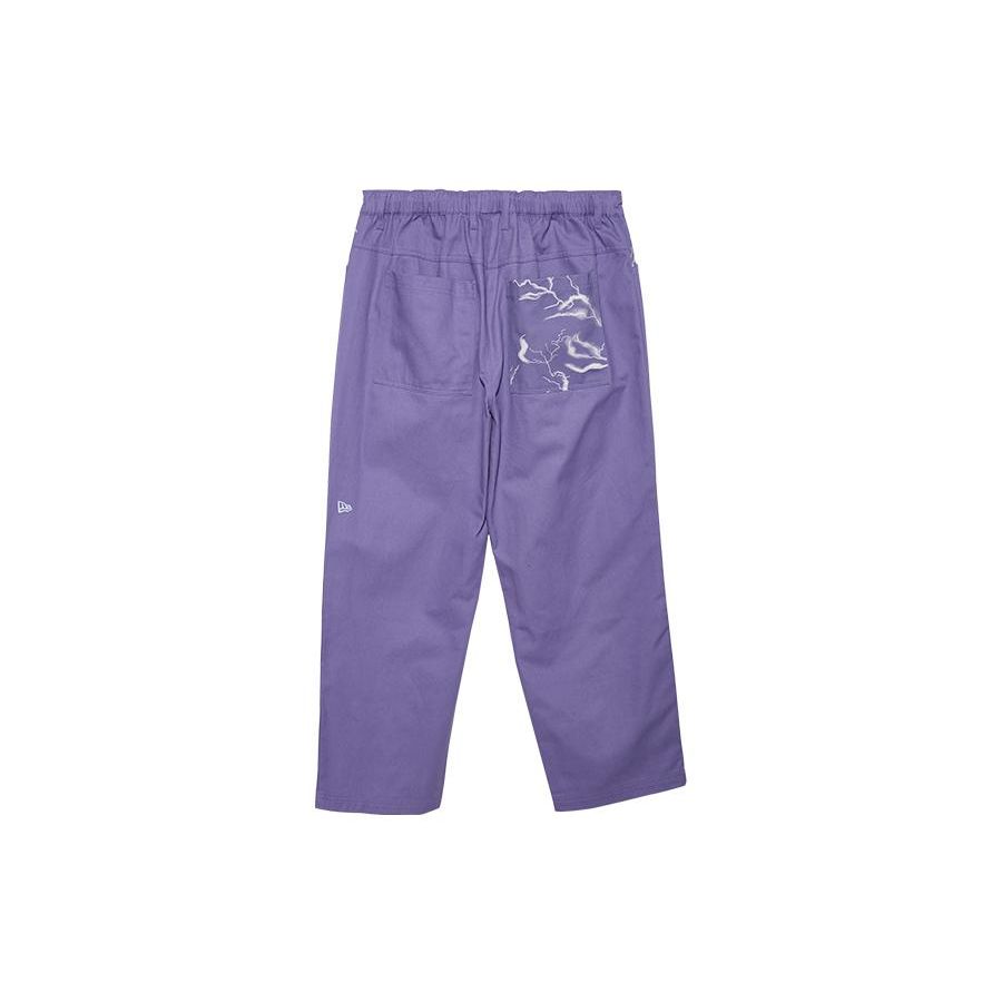 New Era Solid Color Abstract Pattern Printed Straight Leg Casual Pants Unisex Bottoms Purple 13354097