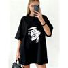 Oversized T Shirt Dress Black Man Face Graphic Print Casual Streetwear Fashion Statement Piece For Everyday Wear And Outings
