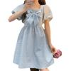 Summer French design sense niche sense square neck white bow dress fairy dress cake dress skirt women's clothing