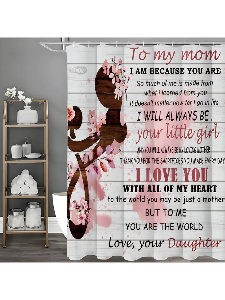 

Happy Mother S Day Bible Quotes Floral Woodgrain Shower Curtain, Bathroom Decorative Shower Curtain, Waterproof Shower Curtain W W60H190(CM)-1 Pcs