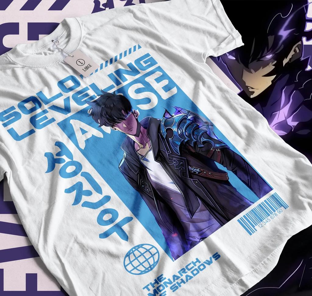 Solo Leveling Arise Schatten Anime T-Shirt Herren Damen Sung Jin-woo Kurzarm Übergroß Locker Baumwolle Herrenbekleidung Top T-Shirts