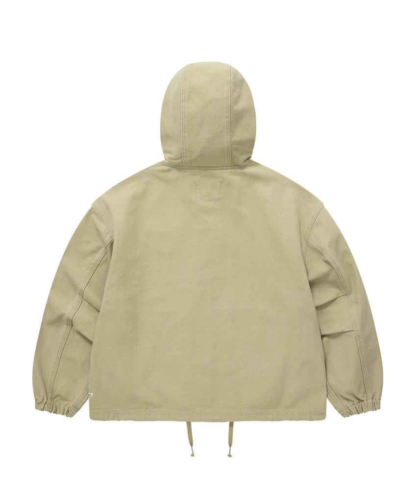 Covernat C Logo Heavy Oxford Hooded Jacket Beige