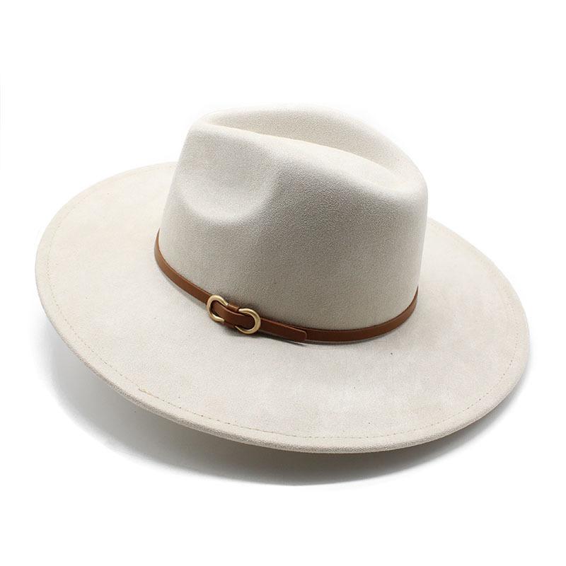 Suede Top Hat For Men And Women Couple Solid Color Wide-Brimmed Jazz Hat Wedding Hat